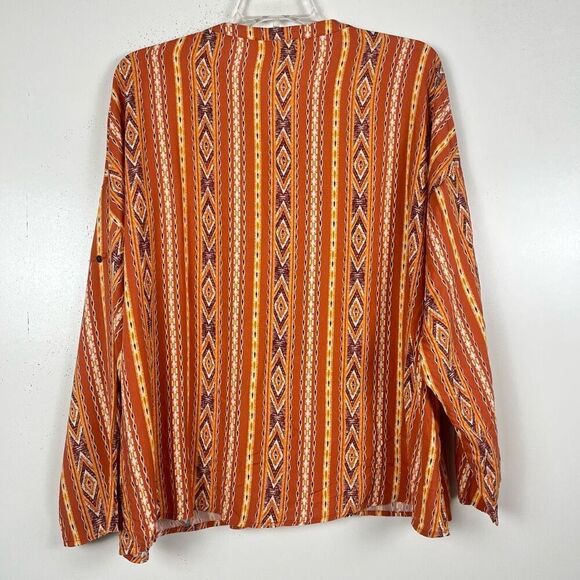 Savannah Jane Floral Embroidered Top 2X Orange Boho Peasant Art To Wear Blouse - Picture 5 of 8